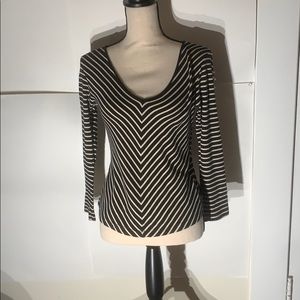 Long sleeve black and white striped sweater